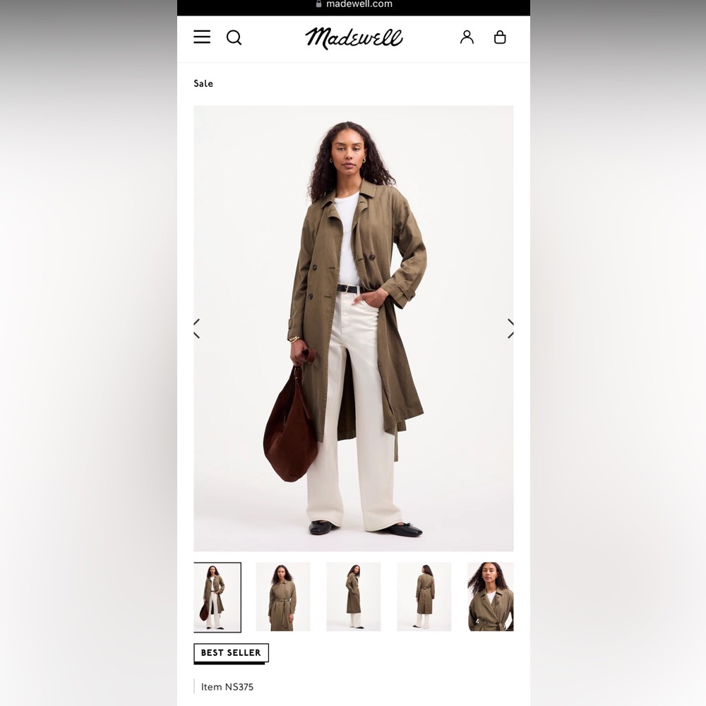Madewell trench coat. Olive color
